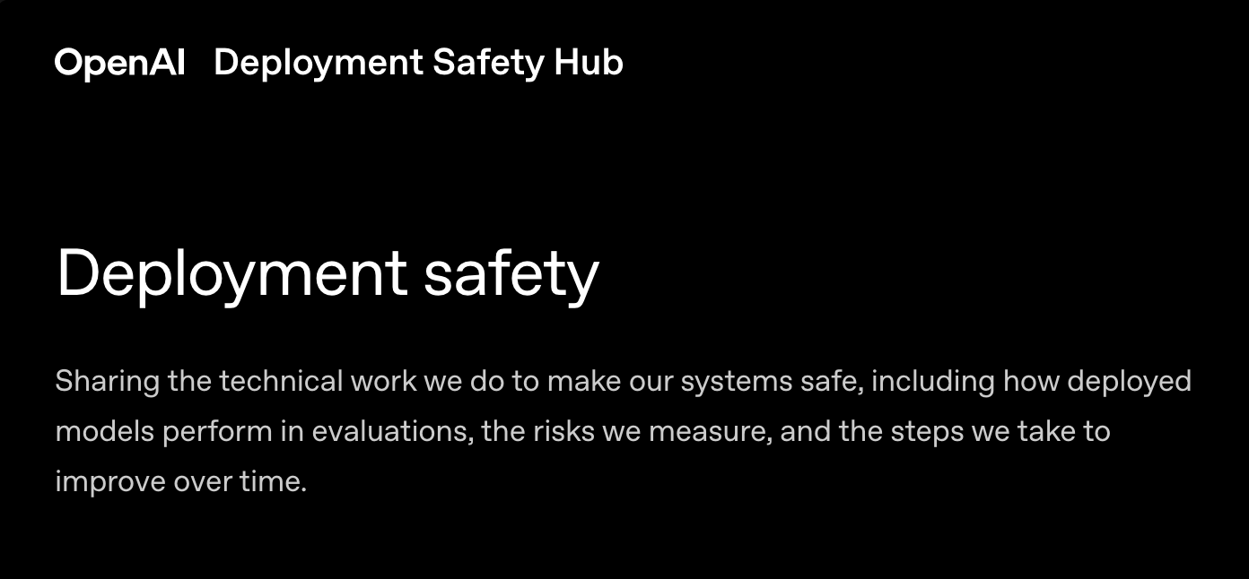 Header of OpenAI’s “Deployment Safety Hub”